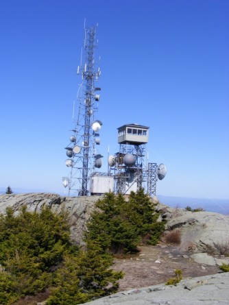 Mt. Kearsarge, Winslow & Rollins State Parks. Probably the prizewinner for number of communication dishes on a NH fire tower.