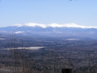 Walking up the snowy auto road at Weeks State Park yielded this view of the Presidentials.